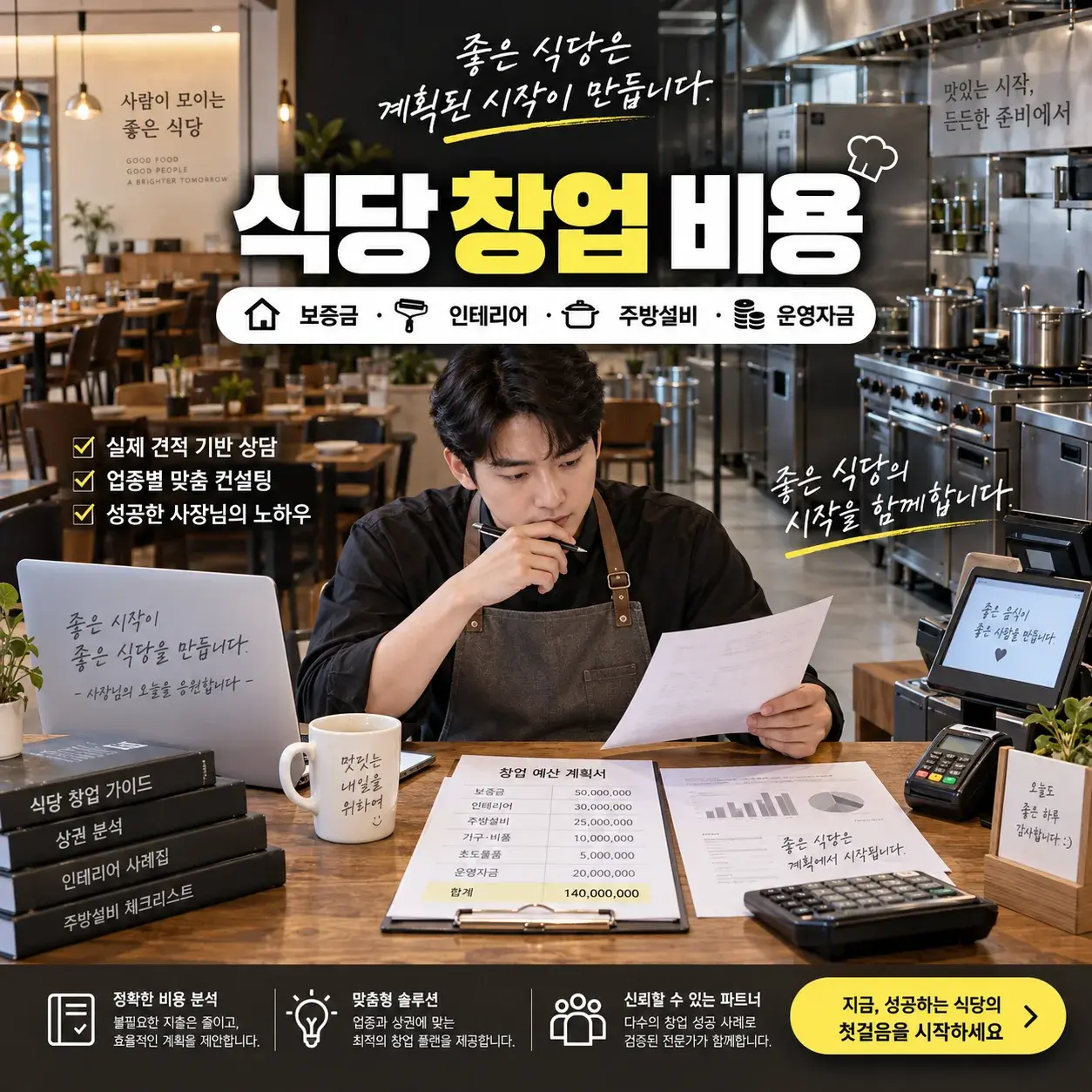 식당 창업 비용, 오픈 전에 반드시 계산해야 할 항목 대표 이미지