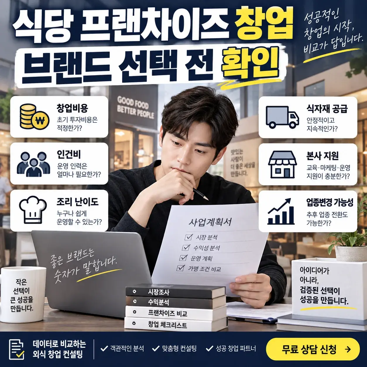 식당 프랜차이즈 창업, 브랜드보다 먼저 확인해야 할 7가지 대표 이미지