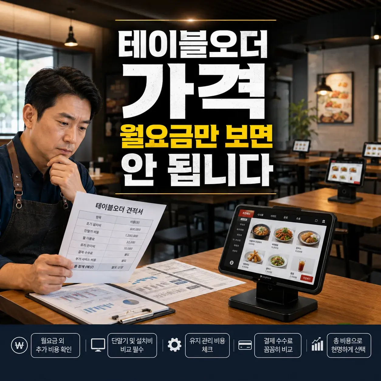 테이블오더 가격, 월요금보다 먼저 볼 비용 기준 대표 이미지