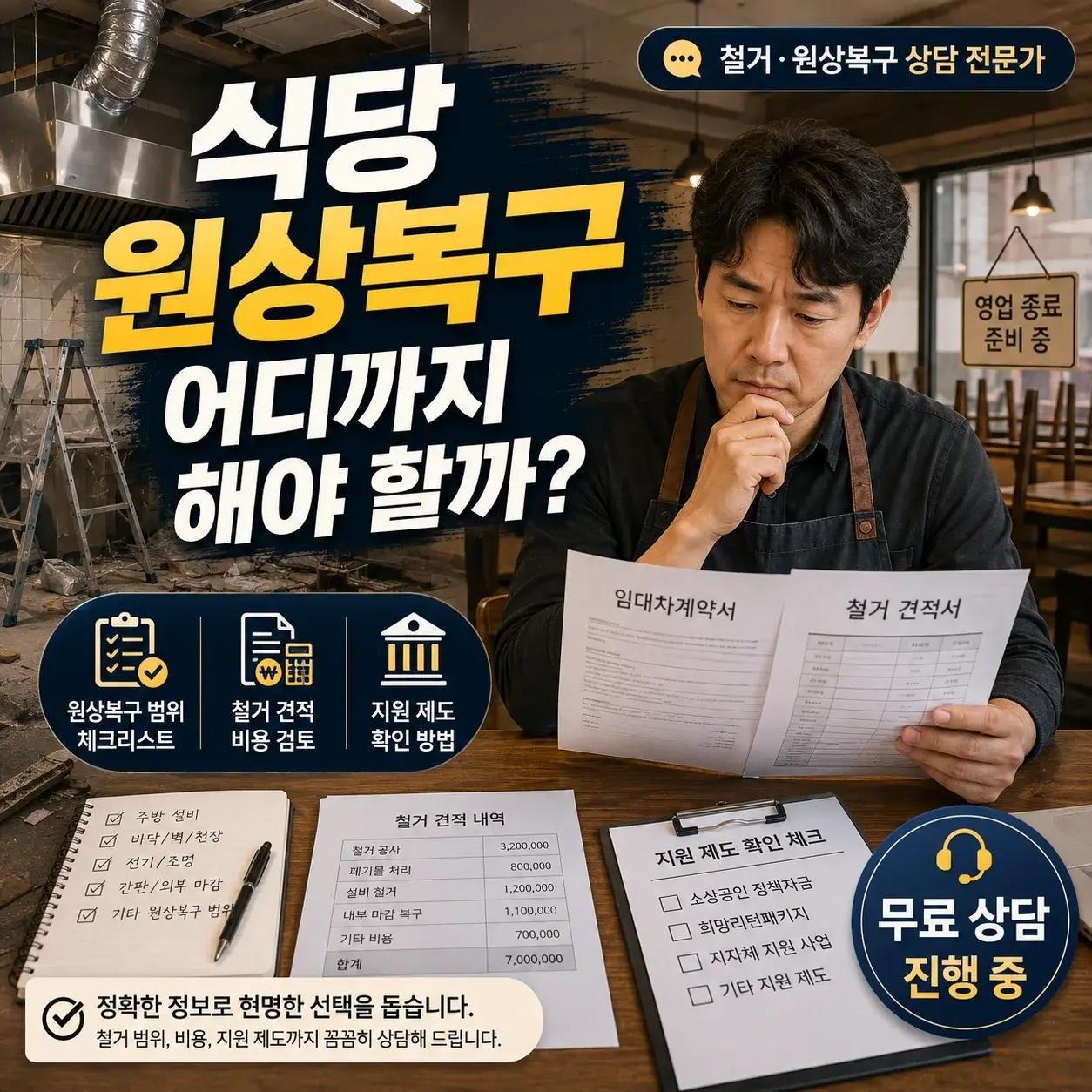 식당 원상복구, 철거부터 하면 손해일 수 있습니다 비용·지원·진행 순서 대표 이미지