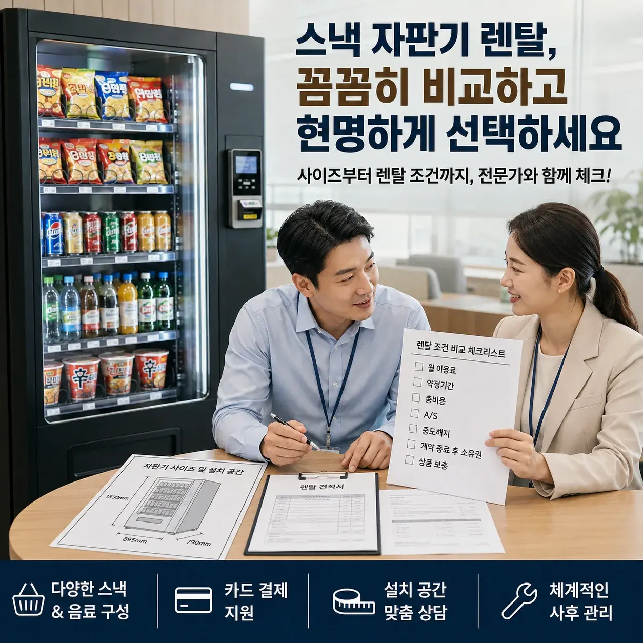 간식자판기 렌탈 전 확인할 비용·계약조건과 구매 비교 기준 대표 이미지