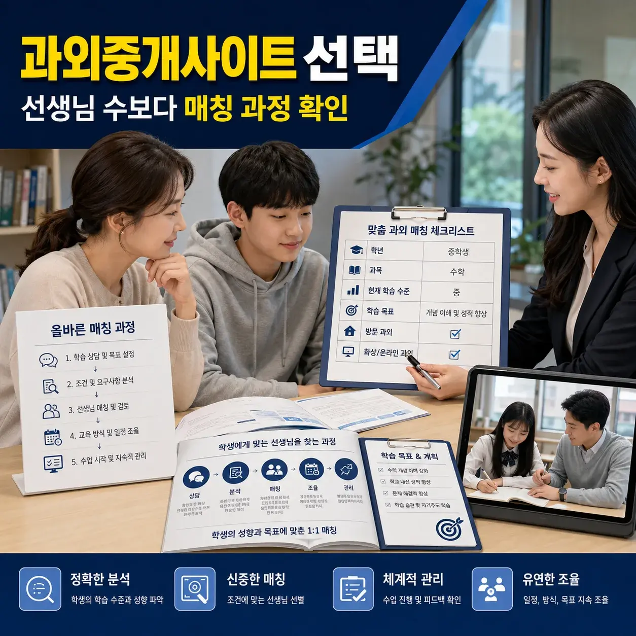 과외중개사이트 선택 전 확인할 선생님 매칭 기준 대표 이미지