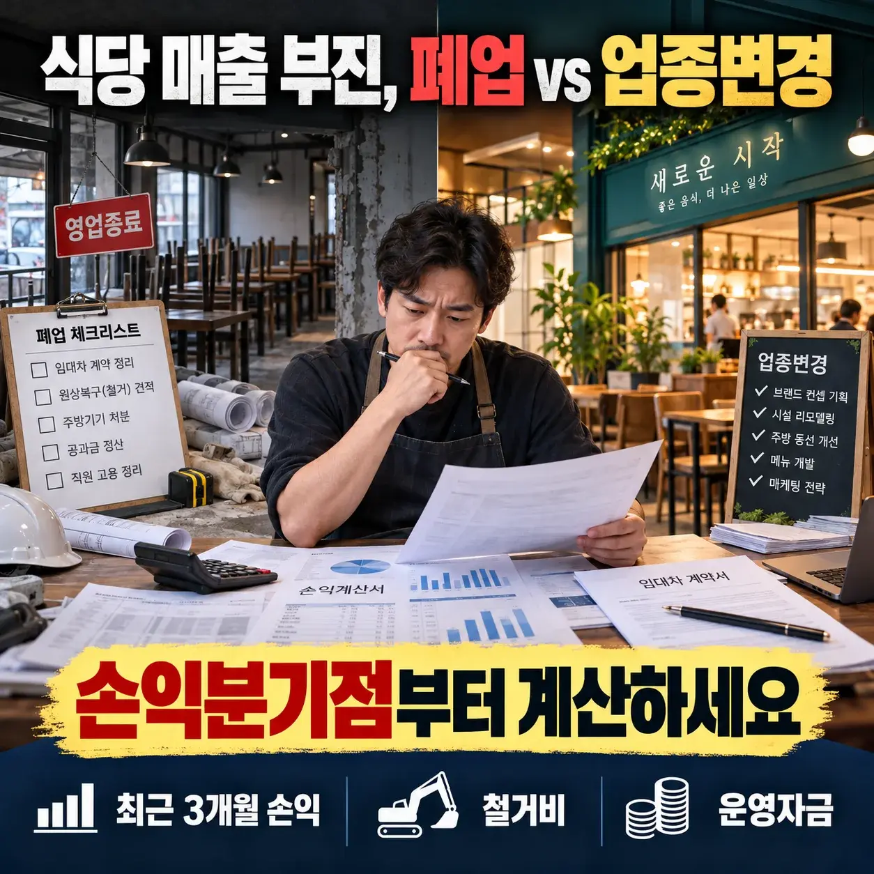 식당 매출이 줄었다면 폐업과 업종변경 중 무엇을 먼저 계산할까 대표 이미지